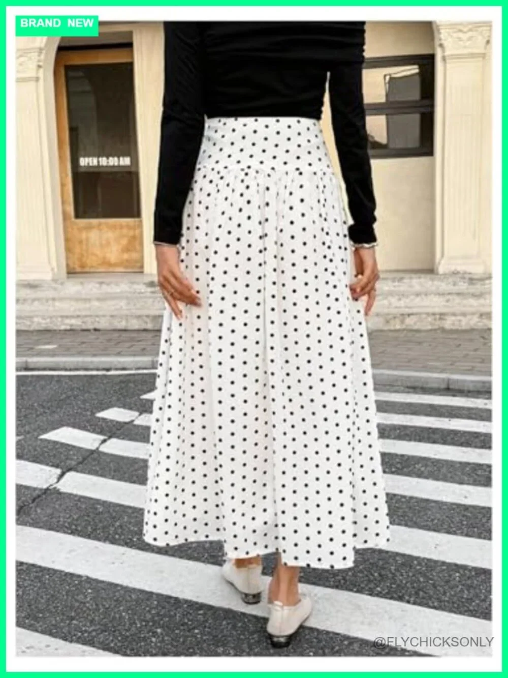 Milumia Women Polka Dot High Waist Pleated A-Line Maxi Skirt